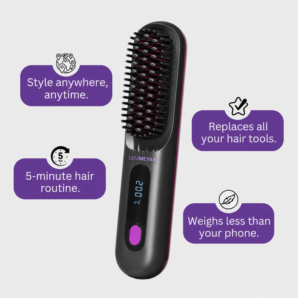 Loumeyra cordless straightening brush features