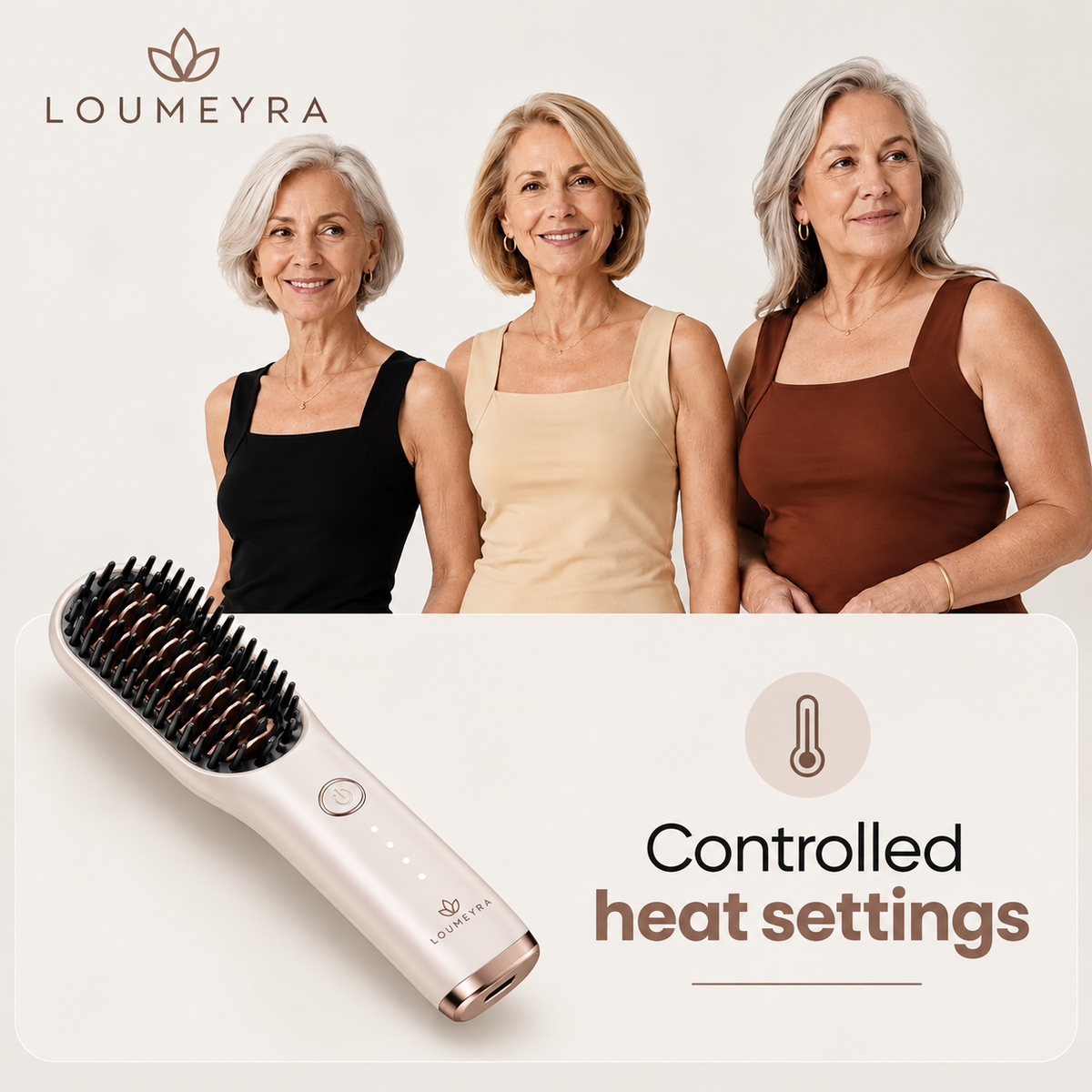 Loumeyra cordless brush with controlled heat settings