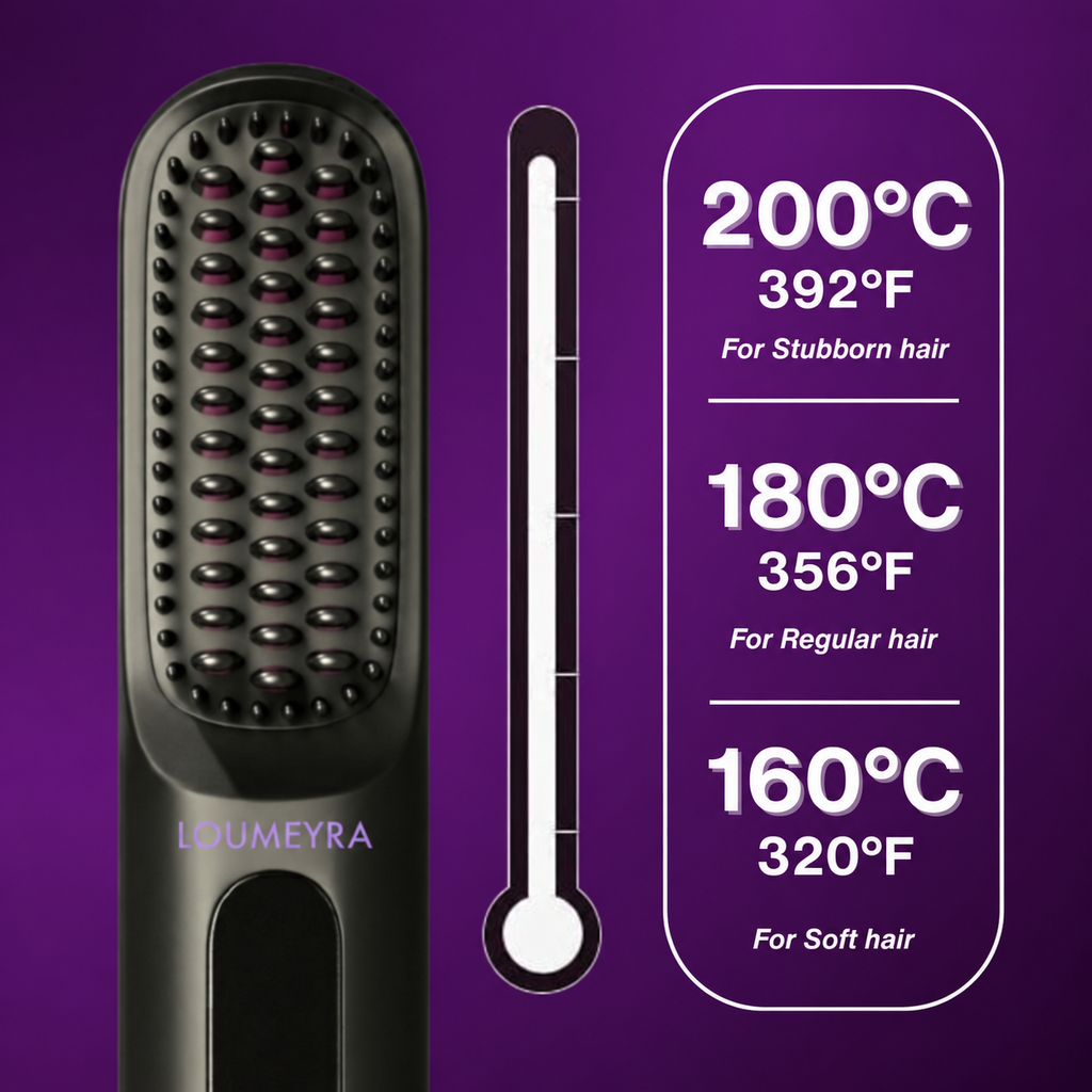 Loumeyra cordless straightening brush heat settings