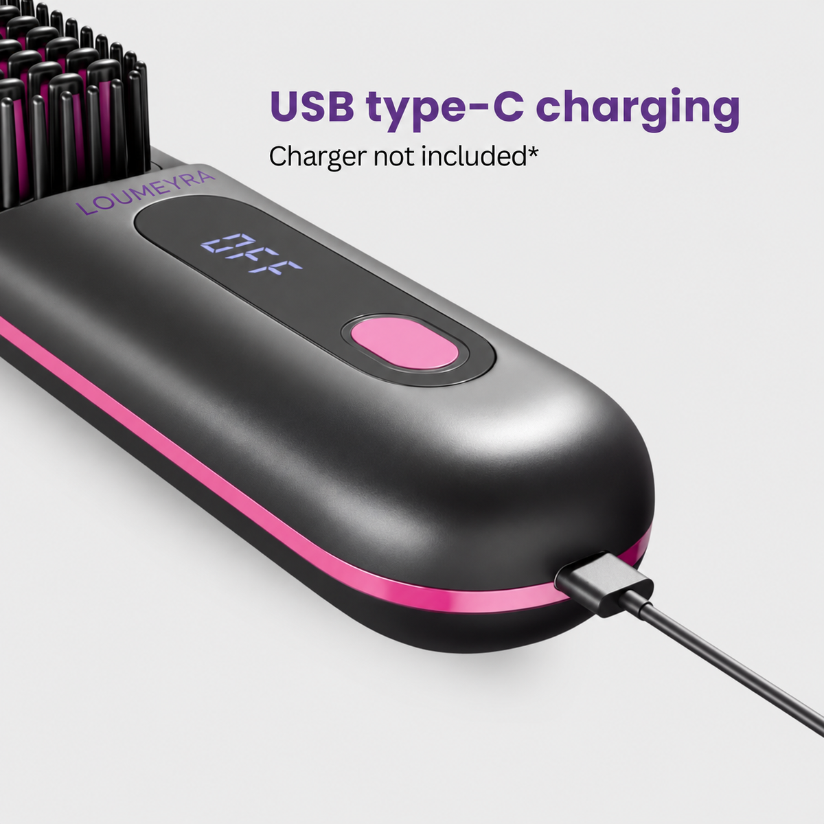 Loumeyra cordless straightening brush USB-C charging