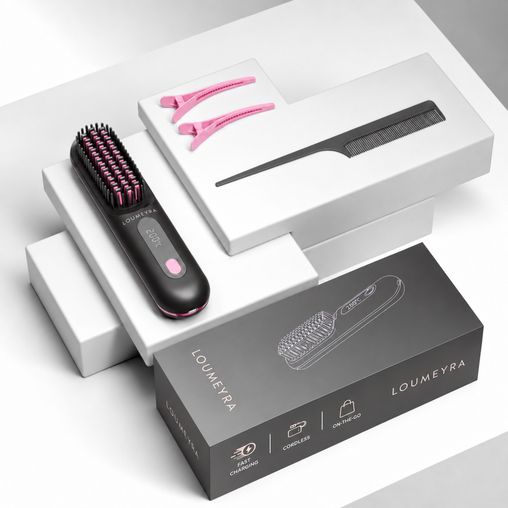 Loumeyra brush with included comb and sectioning clips