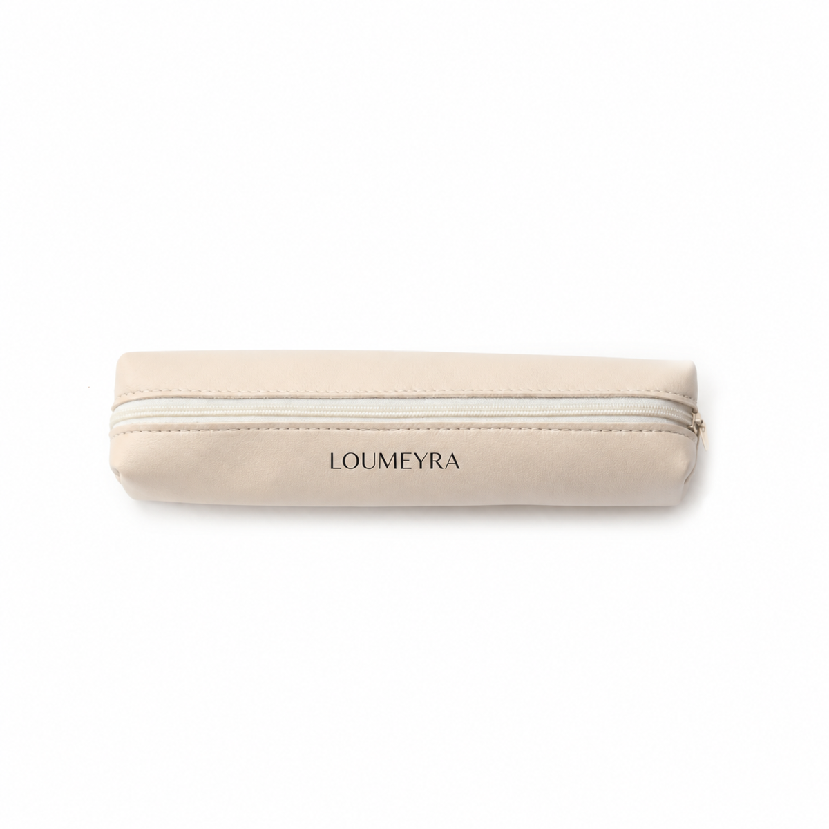 Front view of Loumeyra leather travel pouch