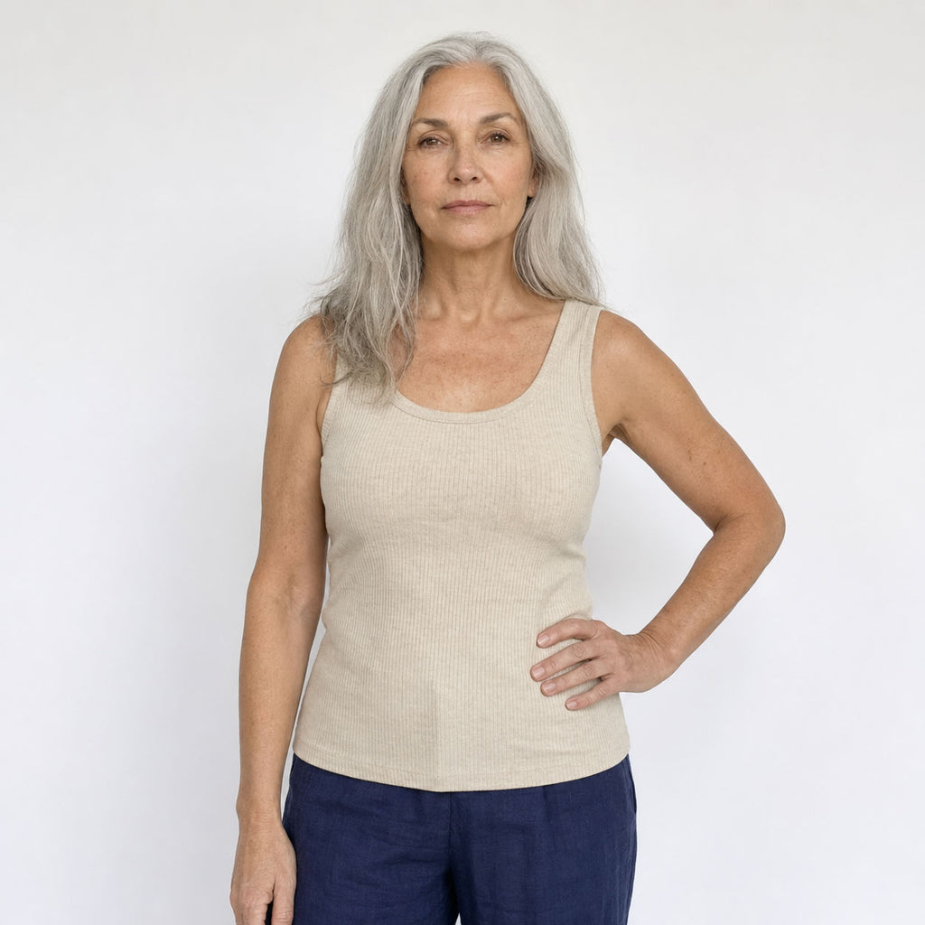 Ribbed Cotton Built-in Bra Tank